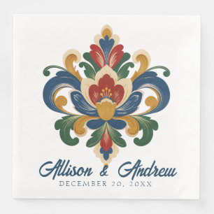 Norwegische Rosemaling-Hochzeit Serviette