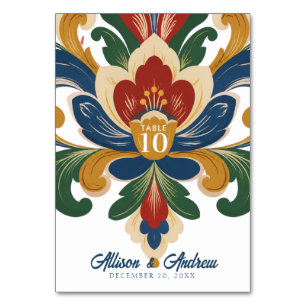 Norwegische Rosemaling-Hochzeit Tischnummer