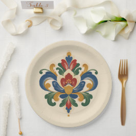 Norwegische Rosemaling Pappteller