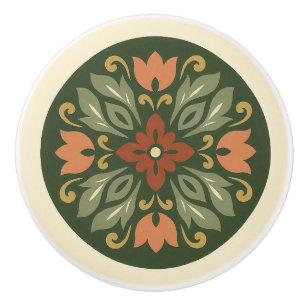 Norwegische Rosemaling-Stil-Grundpfeiler-Kunst Keramikknauf