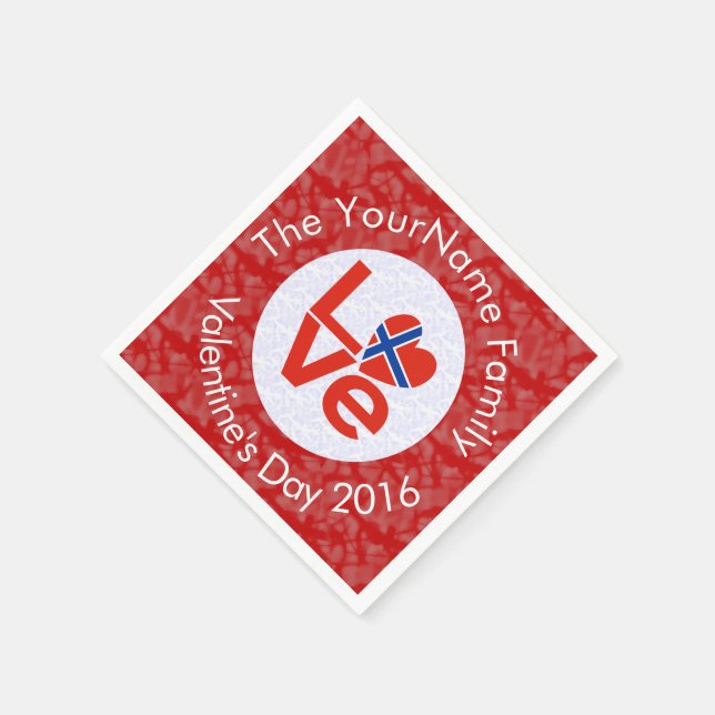 Norwegische Rote LIEBE Personalisiert Serviette (Ecke)