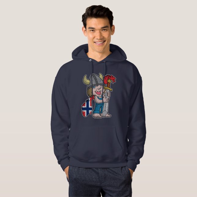 Norwegische Schleppangel-Norwegen-Flagge Hoodie (Vorne ganz)