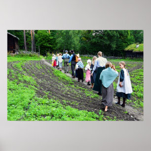 Norwegische Schulkinder im Norwegischen Volksmuseu Poster