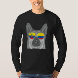 Norwegische Sonnenbrille Buhund Hund Ecuador Flag T-Shirt