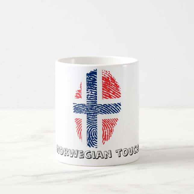 Norwegische Touchfingerabdruckflagge Kaffeetasse (Mittel)
