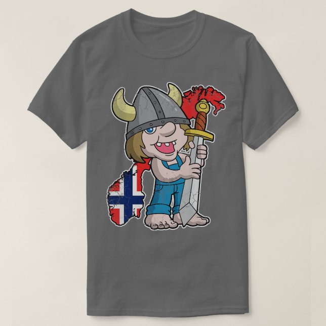Norwegische Troll - Norwegische Karte T-Shirt (Design vorne)