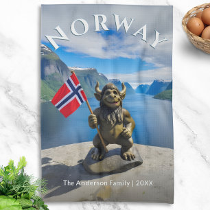 Norwegische Trolle Norwegen Fjord Landschaft Perso Geschirrtuch