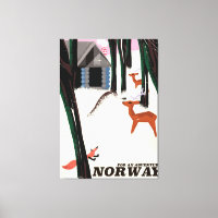 Norwegische Vintage-Reiseplakatlandschaft