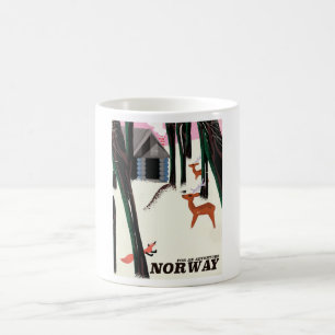 Norwegische Vintage-Reiseplakatlandschaft Tasse