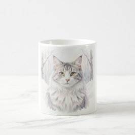 Norwegische Waldkatze Aquarell-Porträt Kaffeetasse