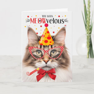 Norwegische Waldkatze Brown MEOWvelous Birthday Karte