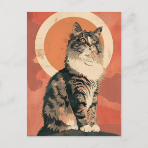 Norwegische Waldkatze Moderne Kunst Postkarte