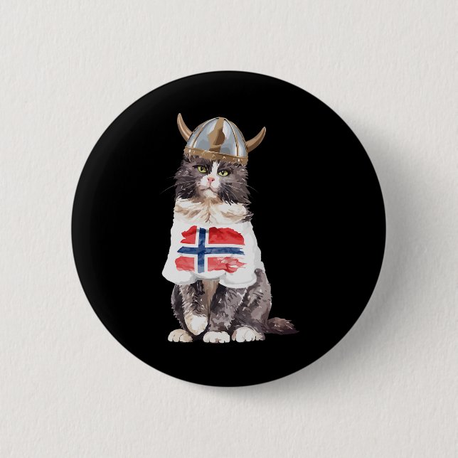 Norwegische Waldkatze Norwegische Flagge Button (Vorderseite)