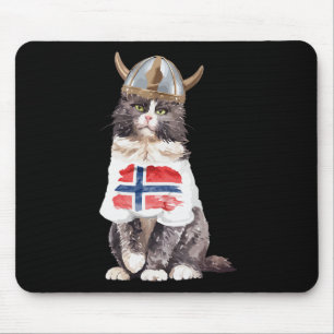 Norwegische Waldkatze Norwegische Flagge Mousepad