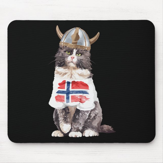 Norwegische Waldkatze Norwegische Flagge Mousepad (Vorne)