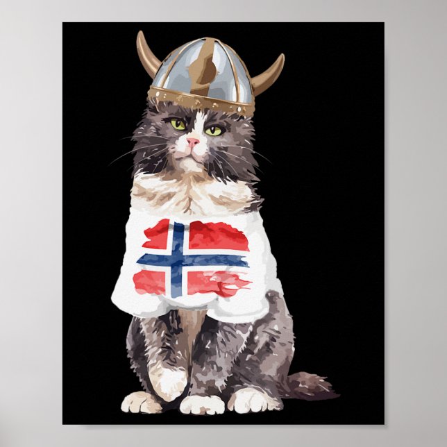 Norwegische Waldkatze Norwegische Flagge Poster (Vorne)