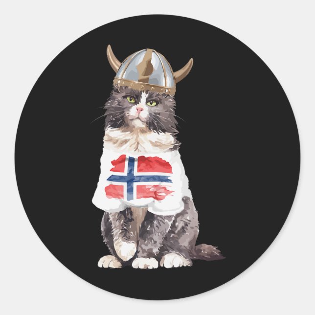 Norwegische Waldkatze Norwegische Flagge Runder Aufkleber (Vorderseite)