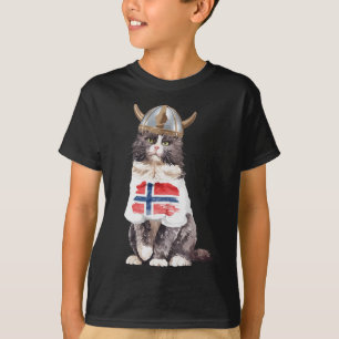 Norwegische Waldkatze Norwegische Flagge T-Shirt