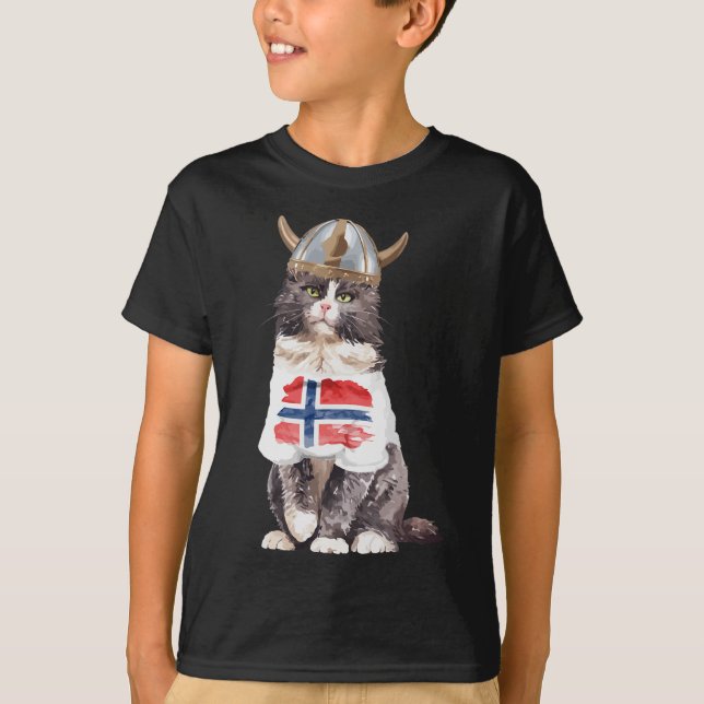 Norwegische Waldkatze Norwegische Flagge T-Shirt (Vorderseite)