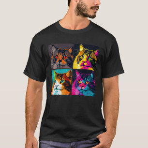 Norwegische Waldkatze Pop Illustration Farbige 4 T-Shirt
