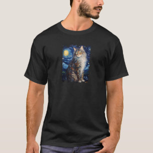 Norwegische Waldkatze Starry Night Painting Mama V T-Shirt