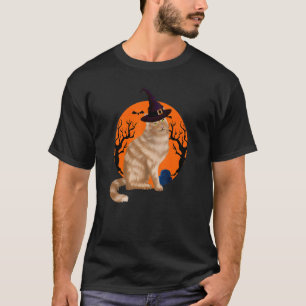 Norwegische Waldkatze Süße Halloween Hexenhut und T-Shirt