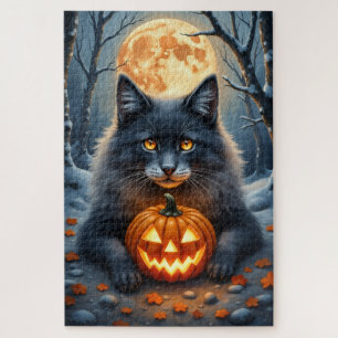 Norwegische Waldkatze Verzaubertes Halloween-Portr Puzzle