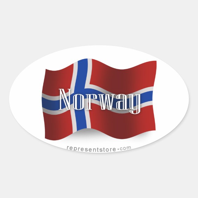 Norwegische Waving Flag Ovaler Aufkleber (Vorderseite)