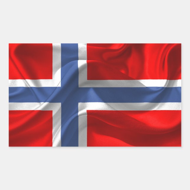 Norwegische Wellenflagge Rechteckiger Aufkleber (Vorderseite)