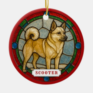 Norwegischer Buhund Hund Keramik-Kreis-Ornament Keramik Ornament