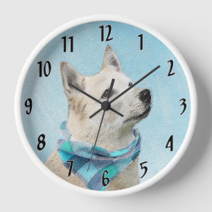 Norwegischer Buhund Malerei - Süße Original-Hunde- Uhr