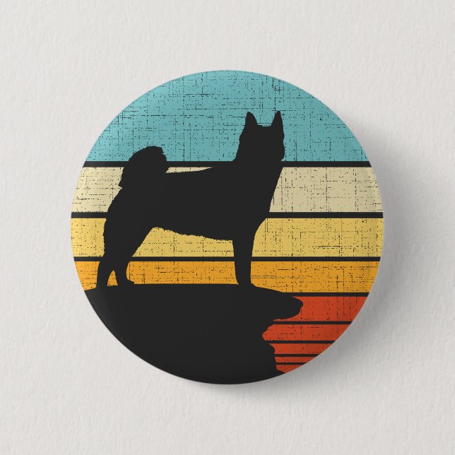 Norwegischer Buhund Retro Vintag Hund Welpenbesitz Button (Vorderseite)