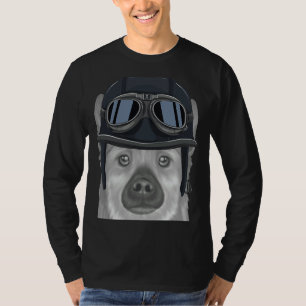Norwegischer Buhund Wear Vintager Motorradhelm T-Shirt