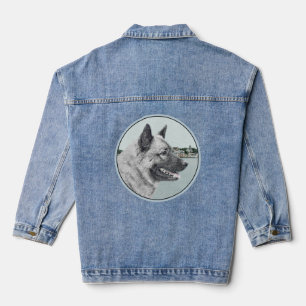Norwegischer Elchhund bei Village Painting - Hunde Jeansjacke