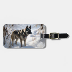 Norwegischer Elchhund Lass es schneien Weihnachten Gepäckanhänger