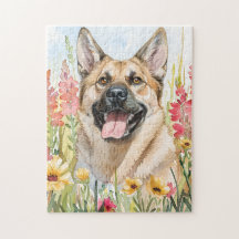 Norwegischer Elchhund-Wasserfarben-Puzzle