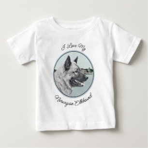 Norwegischer Elkhound bei Village Painting - Hunde Baby T-shirt