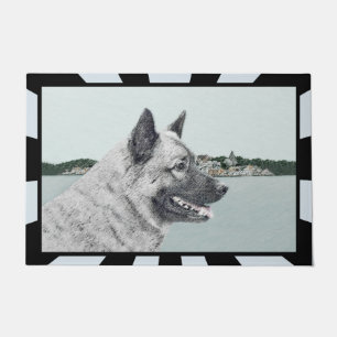 Norwegischer Elkhound bei Village Painting - Hunde Fußmatte