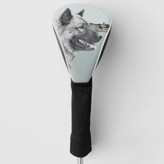 Norwegischer Elkhound bei Village Painting - Hunde Golf Headcover (Vorderseite)