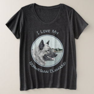 Norwegischer Elkhound bei Village Painting - Hunde Große Größe T-Shirt