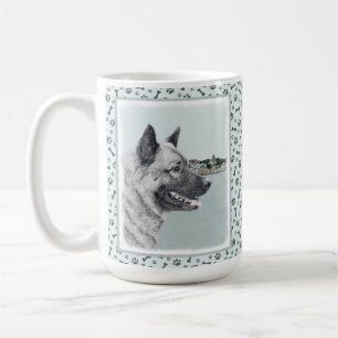 Norwegischer Elkhound bei Village Painting - Hunde Kaffeetasse
