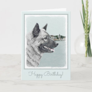 Norwegischer Elkhound bei Village Painting - Hunde Karte