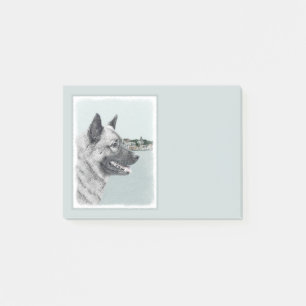 Norwegischer Elkhound bei Village Painting - Hunde Post-it Klebezettel