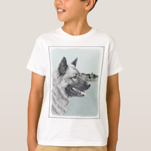Norwegischer Elkhound bei Village Painting - Hunde T-Shirt