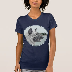 Norwegischer Elkhound bei Village Painting - Hunde T-Shirt