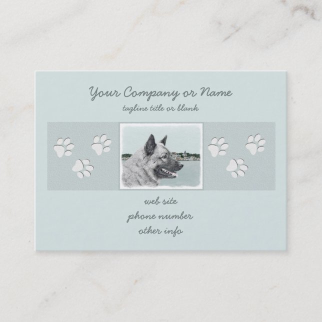 Norwegischer Elkhound bei Village Painting - Hunde Visitenkarte (Vorderseite)