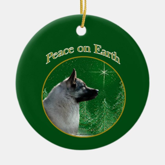 Norwegischer Elkhound-Frieden Keramik Ornament (Vorne)