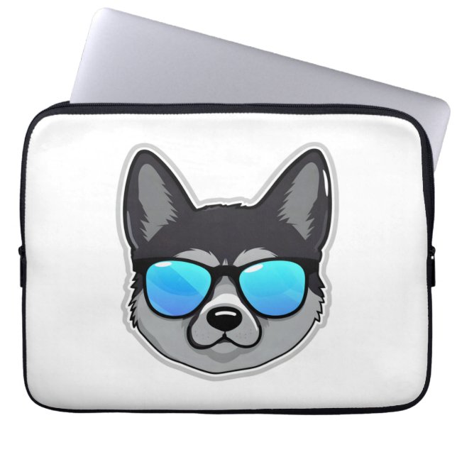 Norwegischer Elkhound in Cooler Sonnenbrille Class Laptopschutzhülle (Vorderseite)