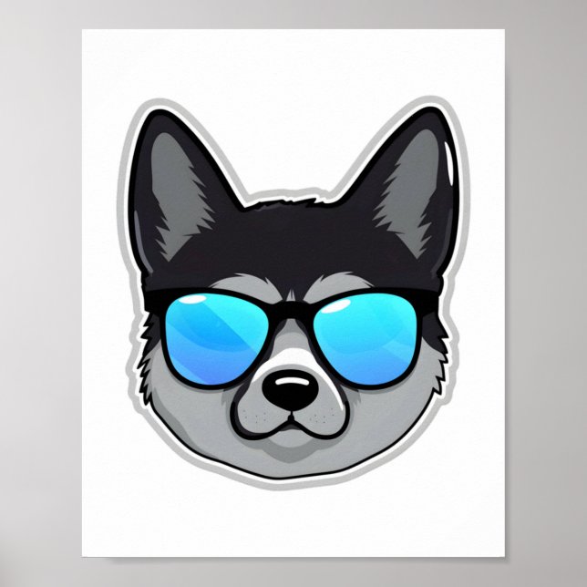 Norwegischer Elkhound in Cooler Sonnenbrille Class Poster (Vorne)