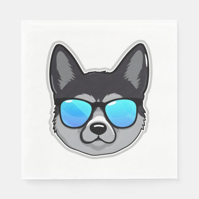Norwegischer Elkhound in Cooler Sonnenbrille Class Serviette (Vorderseite)